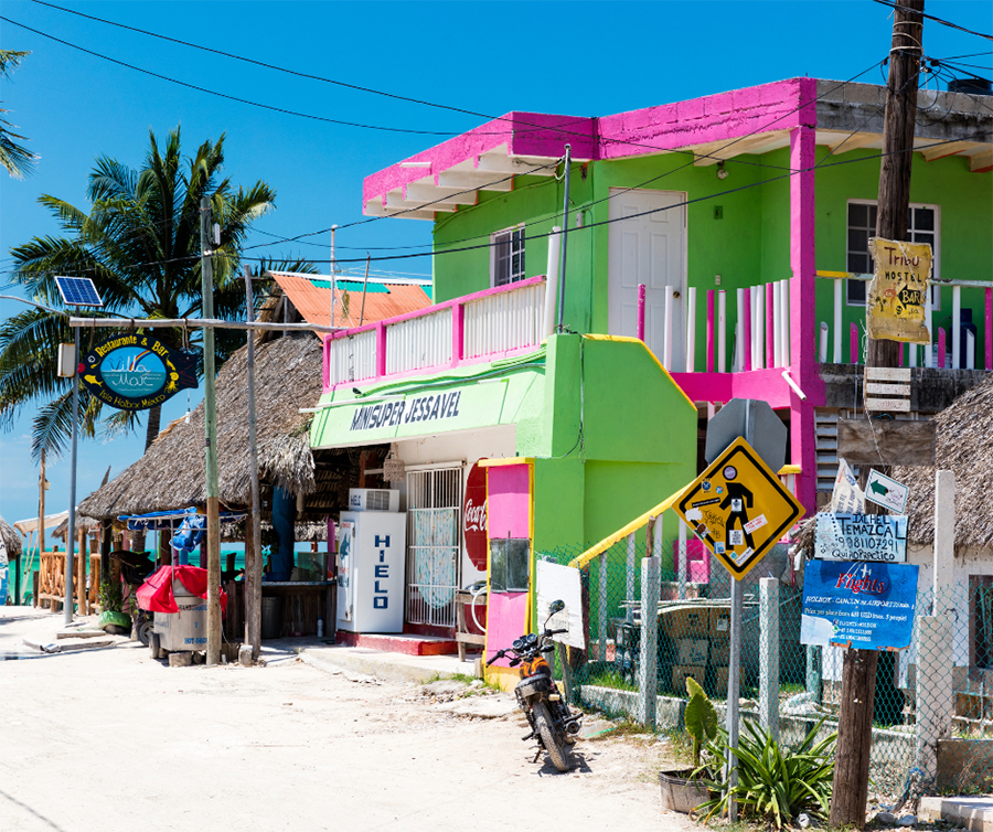 A dirt road on the island of Holbox, Mexico