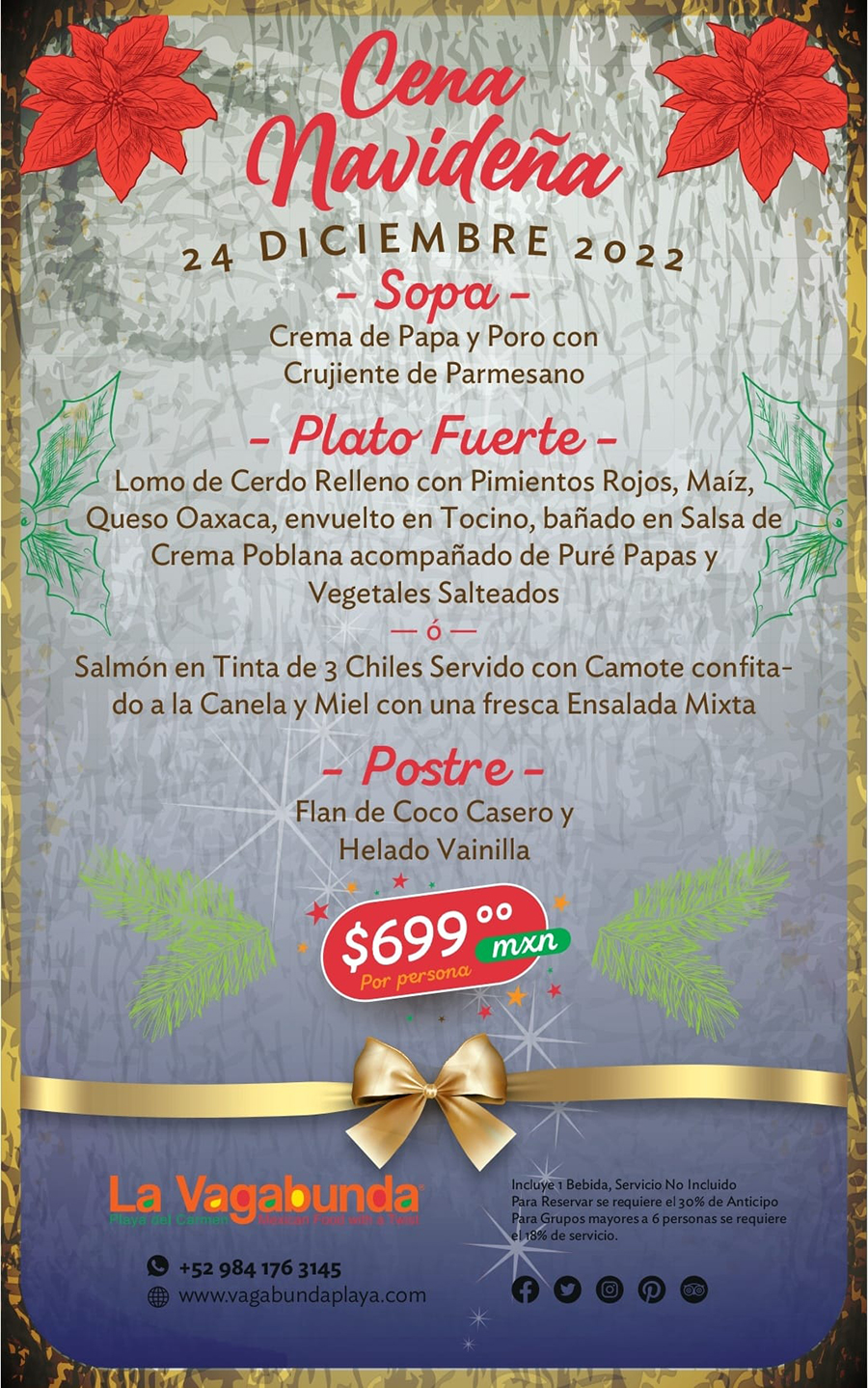 La Vagabunda Playa del Carmen Menu de Navidad